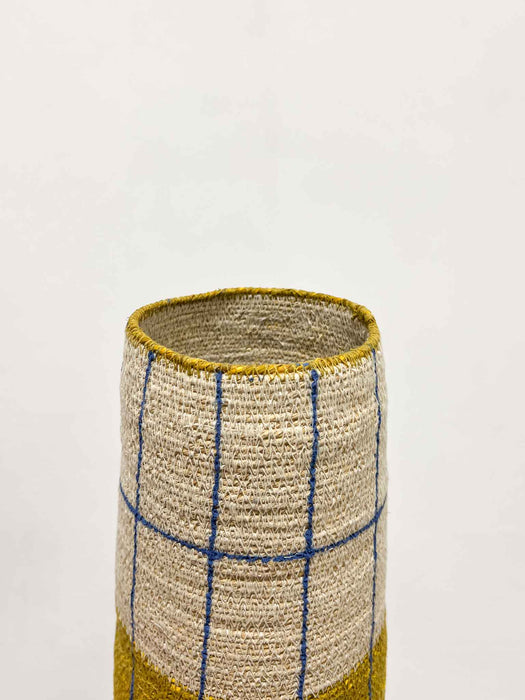 GIACINTO » vaso in fibra naturale dipinto a mano - H23