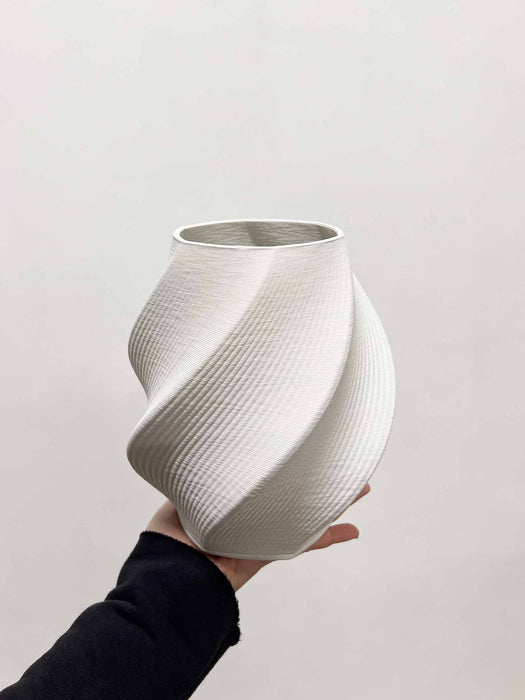 MARUSCA » Vaso di ceramica stampata in 3D bianco - 21 cm