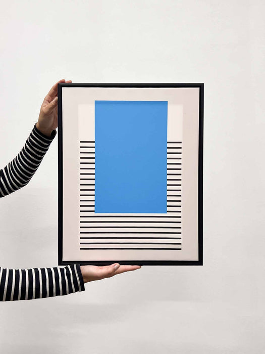 KIRINDA » Stampa su tela grafica azzurro con cornice 40x50cm