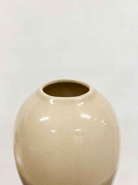 GELTRUDE » Vaso beige e sabbia in smalto craquelè sfumato - H25,5cm