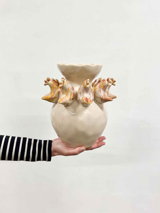 GRAZIANA » Vaso in ceramica con galline  - H 25cm