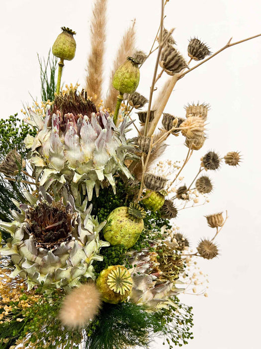 ARTURO » Bouquet di fiori secchi verdi su tonalità naturali
