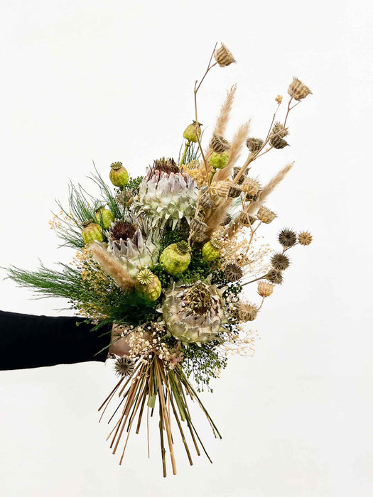 ARTURO » Bouquet di fiori secchi verdi su tonalità naturali