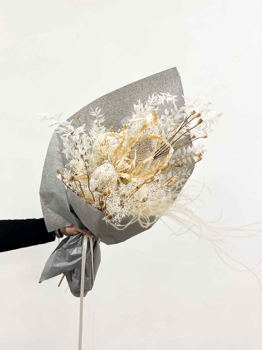 GRACE » Bouquet di fiori secchi e stabilizzati bianco
