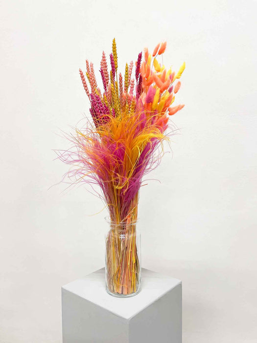 ZELIA » Mazzo di fiori secchi arancio, giallo e fucsia