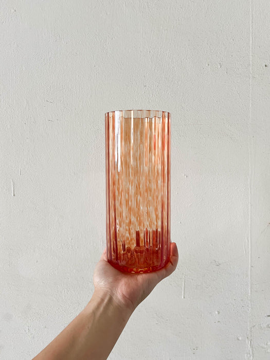CESARE » Big orange blown glass vase - Made in Italy