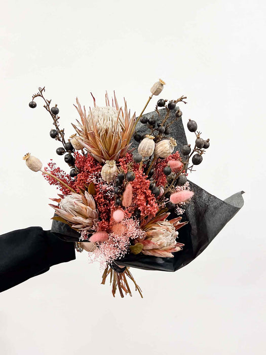 MINERVA » Bouquet di fiori secchi rosa e nero - Bloomoon