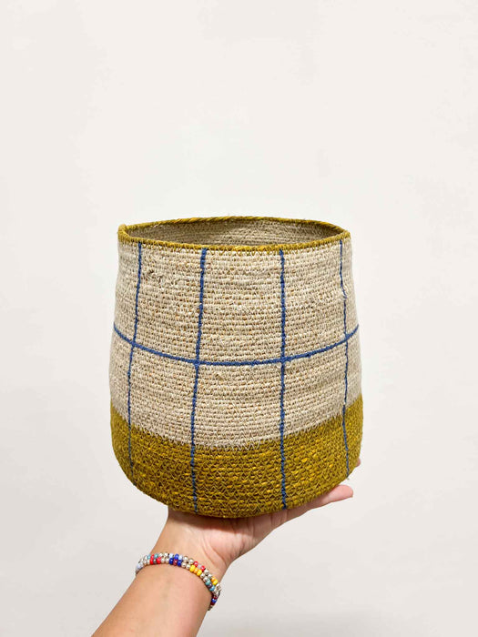 ELENA » vaso in fibra naturale dipinto a mano - H20cm