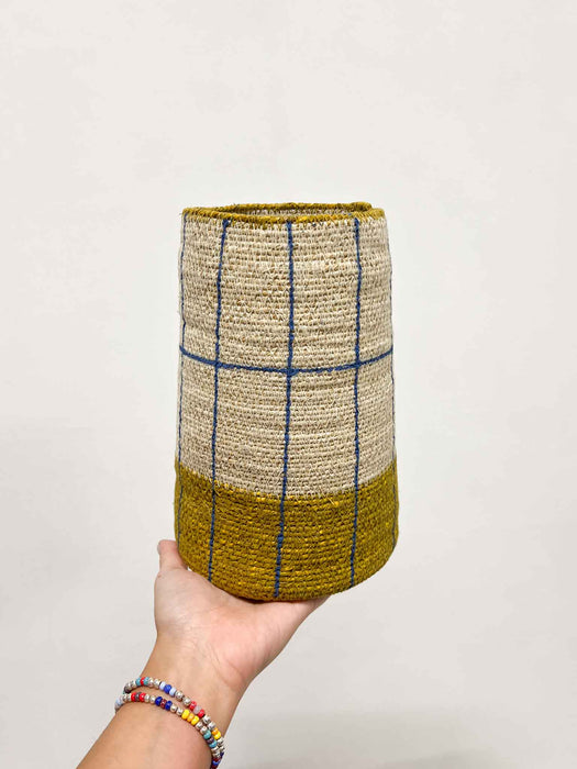 GIACINTO » vaso in fibra naturale dipinto a mano - H23