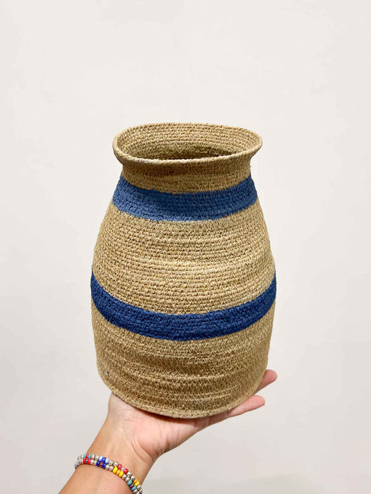 MADDALENA » vaso in fibra naturale dipinto a mano - H25