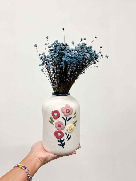 FLORIN » Vaso di ceramica opaco con fiori dipinti - H20