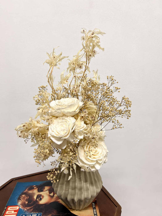 EDEN » Bouquet di fiori secchi e stabilizzati avorio e bianco