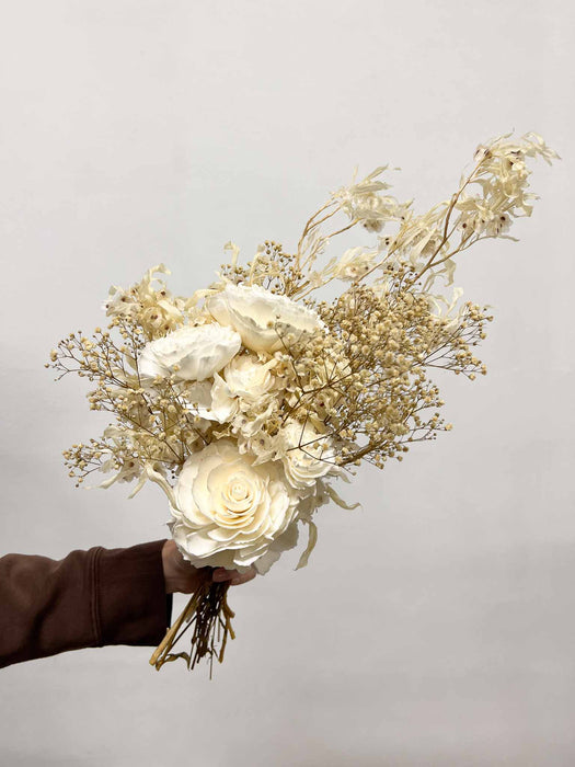 EDEN » Bouquet di fiori secchi e stabilizzati avorio e bianco