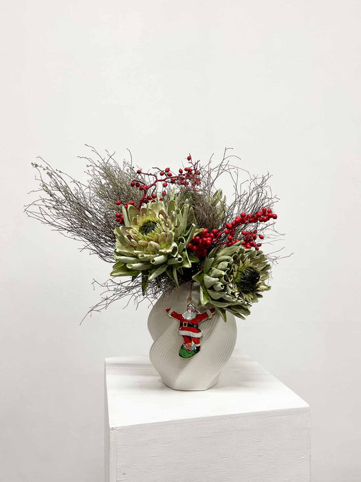 MERRY » Bouquet di fiori secchi verde e rosso con pendaglio