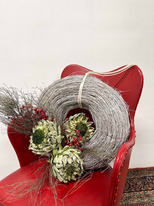 NOOR » Ghirlanda da appendere naturale innevata decorata ⌀ 45cm