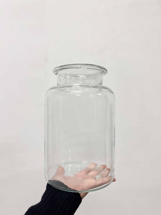 WESLEY » Vaso a forma di barattolo di vetro trasparente H26cm