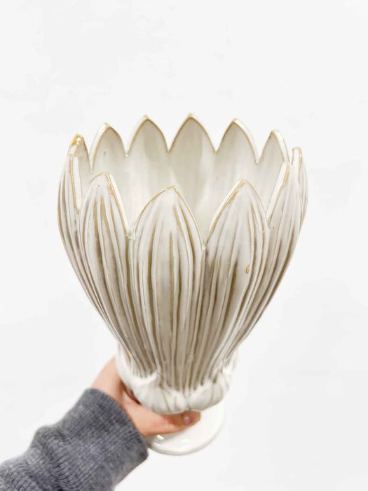 CERAMIC VASE » with white petals - IVA