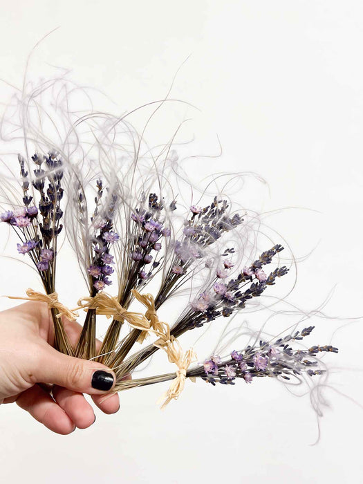 VIOLETTA » 6 segnaposto di fiori secchi lilla e viola