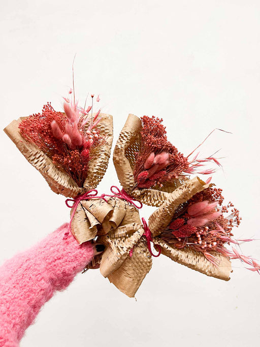 MARTA » 3 mini bouquets di fiori secchi rosa antico - Bloomoon