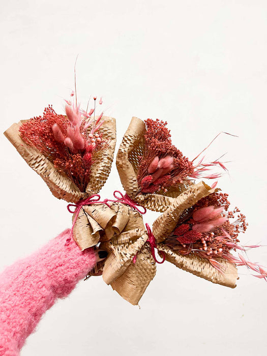 MARTA » 3 mini bouquets di fiori secchi rosa antico - Bloomoon