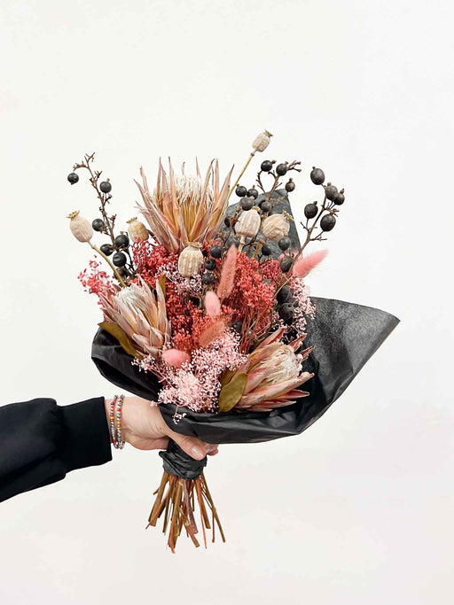 MINERVA » Bouquet di fiori secchi rosa e nero - Bloomoon